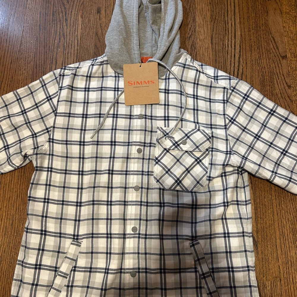 BNWT Simms Santee Flannel Hoody - Navy/Sterling Camp Plaid